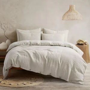 OEKO Certified 3PCS Bedding Set Skin Friendly Breathable Pillowcase Solid Color Natural 100% Hemp Duvet Cover Set for Home