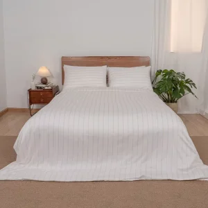 OEKO TEX 100 Bamboo Bedding Set 4 Pieces Soft Stripe Bed Linen Set Custom Color Logo Available