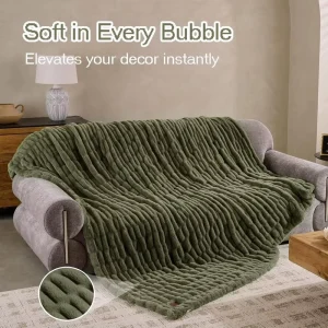 OEKO TEX Certificated 500gsm 600gsm Knitted Double Side Spandex Faux Fur Throw Blanket