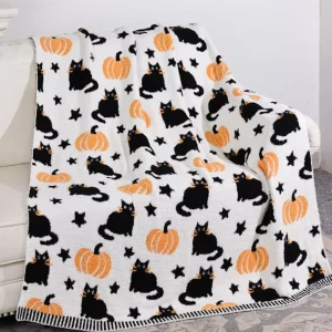 OEKO TEX Certified 40*60″ Blanket Anti pilling Warm Decorative Bed Knitted Throw Blanket for Modern Luxury Home