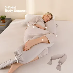 OEKO TEX Certified Adjustable Lockable Cover Design Multi Use Full Body Support Pregnancy Pillow for Sleeping and Nursing