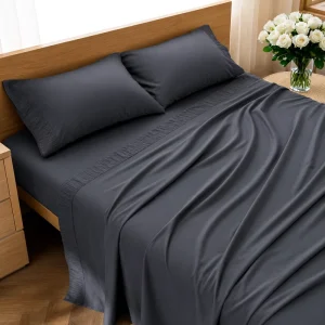 OEKO TEX Certified Queen Bed Sheet Set 4-Piece Soft Brushed Microfiber Bedding Set with Fitted Sheet Flat Sheet and Pillowcases