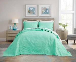 OEKO TEX Certified Quilted Floral Bedding Set Lightweight 3-Piece Anti-microbial Polyester Made Perfect for Cozy Sleep