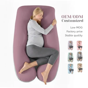 OEKO TEX Custom 57 Inch Back Hip Belly Legs Support Removable Cotton Cover U Shaped Maternity Pillow for Woman