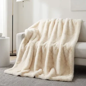 OEKO TEX Knitted Winter Fluffy Cozy Warm Heavy Thick Luxury Faux Chinchilla Fur Throw Blanket