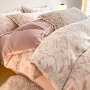 OEKO TEX Luxurious 3D Embossed Milk Velvet Bedding Set 6 Piece King Size Soft Warm Fleece Bed Linen Supplie