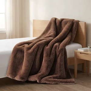 OEKO TEX Luxury Soft Warm Thick Faux Chinchilla Fur Knitted Throw Blanket