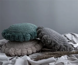 OEKO TEX Soft Handmade Tufted Crochet Knitted Pillow Cover for Outdoor Home Decoration