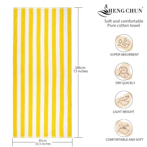 OEM 100% Cotton Color Woven Jacquard Stripe High Quality Absorbent Swim Hotel Bath Pool Towel Large Beach Towel