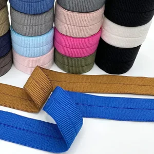OEM 2cm Fold Over Knitted Elastic Band Colorful Printed Webbing Edging For Clothing Low Price Woven Technics