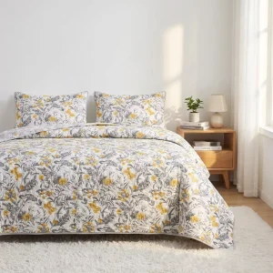 OEM 3 Piece Classic Quilted Polyester Printed Lightweight Customized Luxury Eco Friendly All Season Bedding Sets