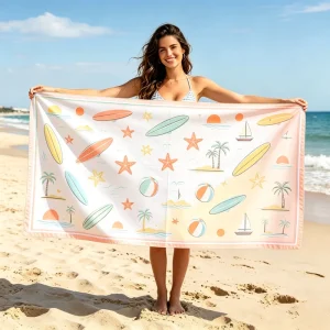 OEM Accepted Custom Pattern Microfiber Beach Towel Lightweight Sand Free Quick Dry Anti Odor Resort Hotel Summer Gift Towel