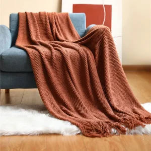 OEM Custom Eco friendly Warm Pineapple Plaid Embroidered Waffle Pattern Knitted Sofa Throw Blanket for Office Nap and Bed Use