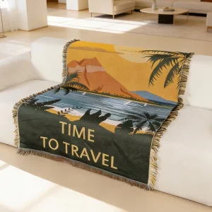 OEM Custom Floral Plant Animal Jacquard Woven Four Seasons Throw Blanket