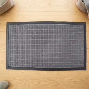 OEM Custom Logo Polypropylene Entrance Door Mats Water Absorbent Non Slip Checkered Rugs for Commercial Use