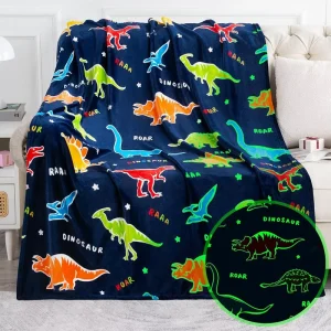 OEM Custom Luminous Flannel Glow in Dark Small Office Nap Throw Sofa Soft Fluorescent Cover Blanket