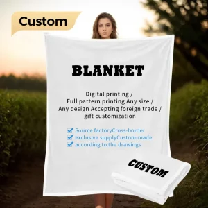 OEM Custom Printed 100% Polyester Coral Flannel Fleece Travel Blanket Minky Plush Sublimation Printing Fleece Blanket for Winter