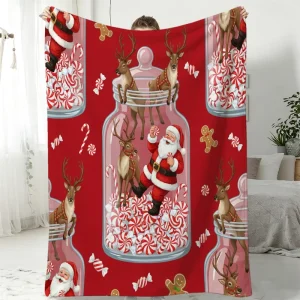 OEM Custom Printed Solid Floral 210GSM Flannel Fleece Christmas Throw Blanket Lightweight Soft Warm Eco-Friendly Four Seasons