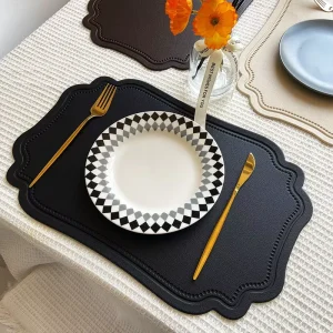 OEM Custom Soft Anti Slip Placemat Irregular Shape Heated Resistant Faux Leather Place Mat Dining Table Mats for Kitchen