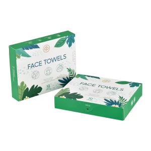 OEM Custom Square 10 Count Travel Pack 100% Biobased Disposable Face Towel Paper Box Disposable Esthetician Face Towels