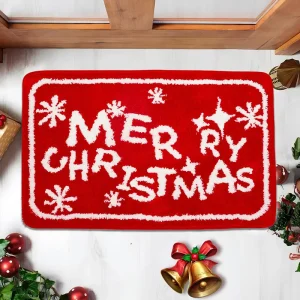 OEM Design Christmas Fluffy Absorbent Non slip Door Foot Mat Personalised Ultra Soft Tufted Microfiber Bath Mat Custom