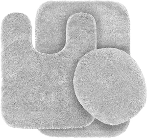 OEM Design Solid Color Non slip Quickly Absorbent U shaped Toilet Mat Set Microfiber 3 Piece Bathroom Rug Set