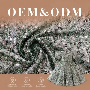 OEM Factory Fine Beaded Tulle Mesh Fabric for Stage Performance Wear Sequined Lace Material