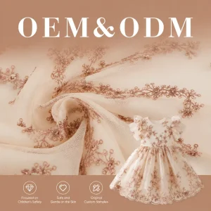 OEM Factory Jacquard Beaded Tulle Mesh Fabric for Mother of Bride Dress, Sequined Lace Material