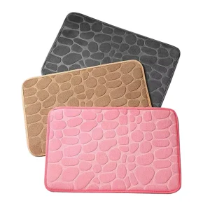 OEM Factory Stone Shaped 100% Polyester Bathroom Mats Coral Fleece Anti Slip Bath Mat Rugs