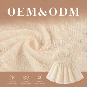 OEM Factory Vertical Stripe Hollow Lace Fabric for Kids Flower Girl Dress & Ladies Casual Garment