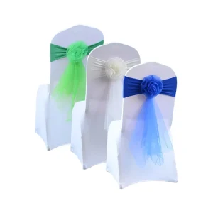 OEM Flower Chair Sashes Sheer Organza Spandex Chair Sashes for Wedding Decoration