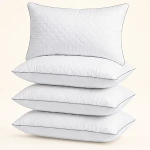 OEM Hotel Collection Bed Pillow with Quilted Cover Microfiber Fabrics Fill and Piped Edge for Bedding Brands Supply Orders
