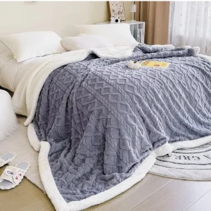 OEM Jacquard Sherpa Blanket Luxury Warm Double Layer Blanket for Hotel Bedding Use