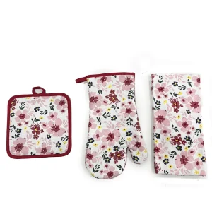 OEM Kitchen Towel Cotton Sublimation Oven Mitt 100% Cotton Polyester Customized Pot Holders for Kitchen Cooking 3pcs Kitchen Set