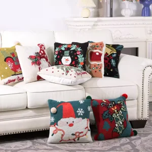 OEM ODM 20″*20″ Square Eco Friendly Festive Winter Printed Home Decorative Cushion Covers Throw Pillow for Christmas Holiday