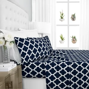 OEM ODM 3 4 Pcs American Size Flat Sheet Blue Brushed Microfiber Fitted Bed Sheet Set Pillow Cover Folded 200TC Hotel & Home Use