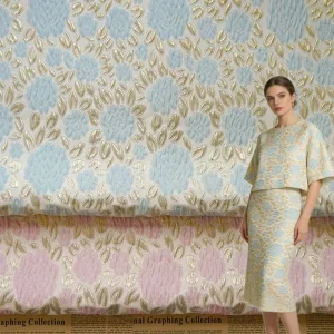 OEM ODM 70.8%polyester 24.7%metal 4.5%spandex & 85%polyester 15%nylon Metallic 3D Brocade Jacquard Fabric for Dress