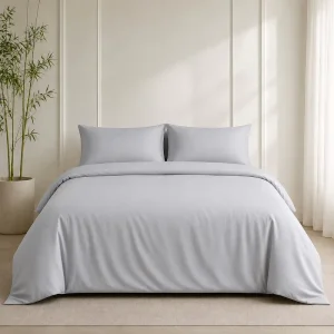 OEM ODM 80s Bamboo Viscose Satin 400TC 4 Piece Duvet Cover Set Flat Sheet Fitted Sheet Pillowcase Factory Supply