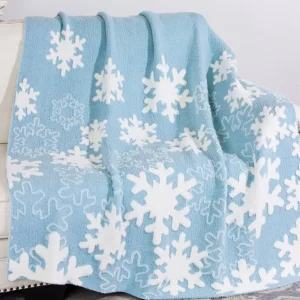OEM ODM Anti Fade Washable Eco friendly 50*70 Blue Jacquard Multi Scenario Indoor Decor Knitted Throw Blanket