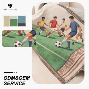 OEM ODM Beach Towel Alternative Soccer Woven Jacquard Blanket for Fans