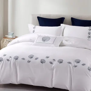 OEM ODM Bed Linen French Style Queen Embroidery White Cotton Duvet Cover Set for Home and Hotel