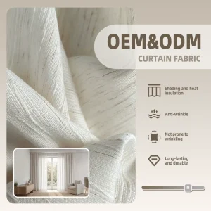 OEM ODM Chenille Feel Sheer Curtain Fabric Velvet Touch Voile Window Gauze Drapery Textile Luxury Living Room Use