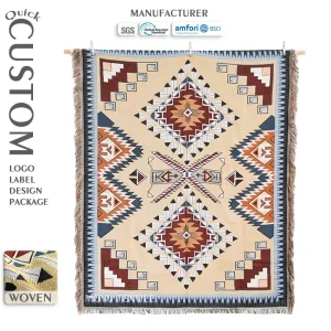 OEM ODM Custom Boho Tapestry Blanket Factory Supplier Personalized Design Woven Jacquard Blanket with Private Label