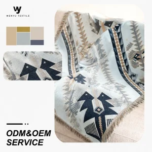 OEM ODM Custom Design Woven Jacquard Throw Blanket Holiday Gift Custom Woven Jacquard Throw Blanket for US Customers