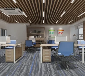 OEM ODM Custom Interlocking Carpet Tile 25×100 PVC Back PET Anti Static Fireproof Large Project Corporate Conference Flooring