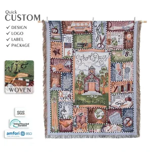 OEM ODM Custom Personalized Eco Friendly School Days Woven Tapestry Jacquard Blanket Gift for Teachers and Students All Season