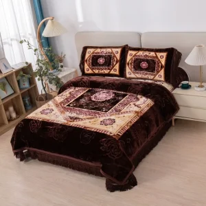 OEM ODM Customized Modern Raschel Fleece Comforter Set 4pcs 100% Polyester Durable All Season Bed Cover Pillowcases