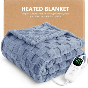 OEM ODM Electric Heated Blanket Manufacturer Custom Flannel Fleece Heated Throw Blanket Washable Winter Warm Blanket