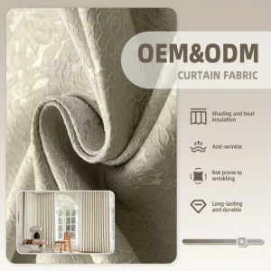 OEM ODM Factory High Quality Jacquard Blackout High Grade Luxury Curtain Fabric Roll Customizable for Home Hospital Office