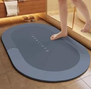 OEM ODM Factory Offered Modern Style Geometric Printed Rubber Anti Slip Thick Oval Bath Mats Quick Water Absorbent Drying Bath